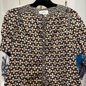 Ba&sh Women's Black and Tan Geometric Blouse
